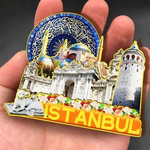 Vista 4 de Imán de madera de pavo de Estambul, imanes 3D para nevera, recuerdos coleccionables de viaje, decoraciones hechas a mano, 2