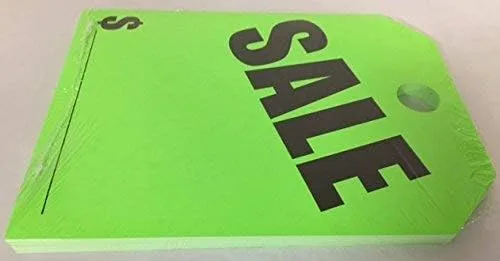 Vista 3 de Señales de venta 50 unidades por paquete para colgar en el espejo retrovisor (verde fluorescente) (A34)