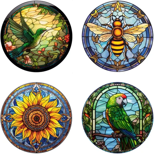 Vista 8 de 4 hojas de calcomanías para ventana de colibrí, decoración de pared para Halloween, otoño, decoración de Navidad para el hogar, café