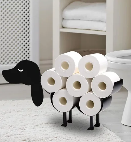 Vista 8 de Black Bear - Soporte de papel higiénico de metal, divertido soporte de papel de animales para baños, organizador independiente con capacidad para 8