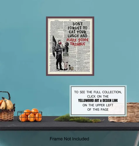 Vista 6 de Banksy Make Some Trouble - Impresión artística de pared en la foto de la página de diccionario, es un gran regalo para decoración del hogar, sala