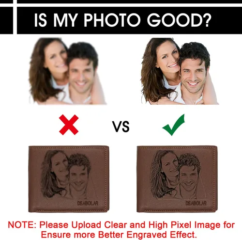 Vista 5 de Carteras de fotos personalizadas para hombresCarteras de cuero grabadas personalizadasRegalos personalizados para el padreMaridoHijo