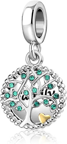Vista 3 de TGLS Dijes de árbol de la vida familiar para abuela, mamá, hija, hermana, esposa, familia, cuentas de corazón dorado compatibles con pulseras Pandora