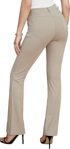 Vista 3 de siliteelon Pantalones de vestir para mujer, pantalones de trabajo casuales para mujer, pantalones de yoga con corte de bota, pantalones de negocios
