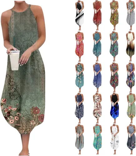 Vista 6 de Vestido largo sexy para mujer, elegante, floral, con hombros descubiertos, vestido de verano, formal, vintage, casual, fluido