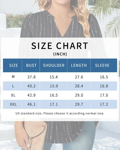 Vista 6 de VALOLIA - Blusa de verano con cuello en V de manga 34, casual, holgada, para el trabajo