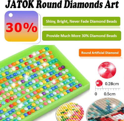 Vista 6 de JATOK Kits de pintura de diamantes grandes para adultos (35.5 x 15.7 pulgadas), arte de diamantes de taladro redondo completo con salida del sol