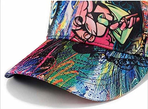Vista 5 de Quanhaigou Gorra de béisbol estampada sombreros unisex con diseño de graffiti con Snapback y Snapback para el verano