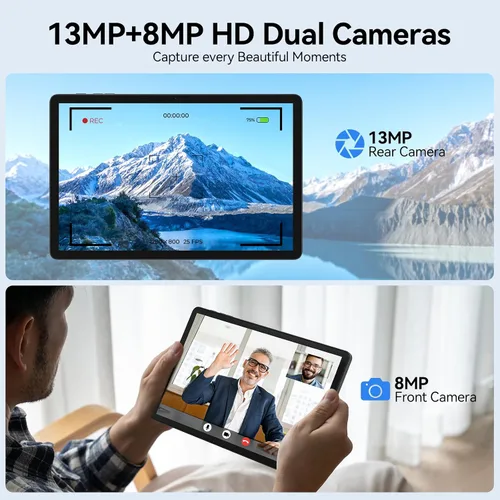 Vista 8 de Tablet Android 14 2025, tabletas de 11 pulgadas con celular dual 4G, 128 GB+16 (8+8 expandir) GB, procesador Octa-Core con cámaras HD duales de 13