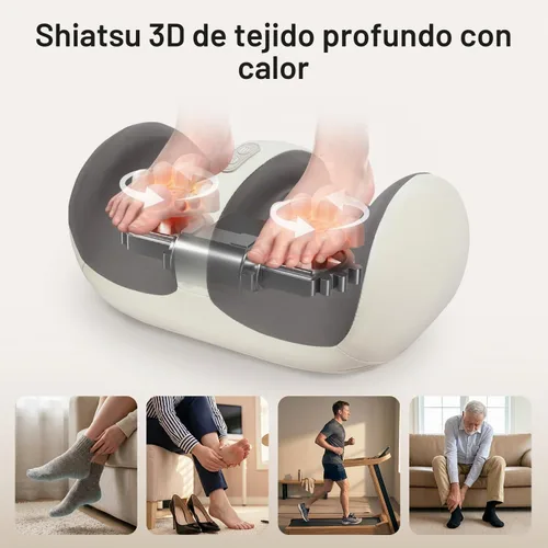 Vista 5 de Nekteck Masajeador de pies con calor y rodillo de pies Shiatsu, intensidad ajustable y masaje de pantorrillas para pies doloridos, neuropatía y Beige