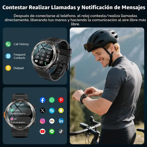 Vista 7 de Relojes inteligentes tácticos militares para hombres con brújula/linterna