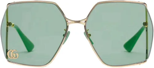 Vista 2 de Gucci GG0817S - Gafas de sol para mujer, color doradoverde 6517140