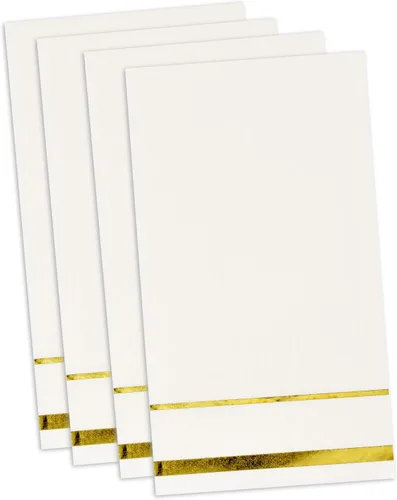 Vista 9 de Gift Boutique Paquete de 100 Servilletas de Invitados Forradas con Ribete Negro de Papel Desechable Elegante Servilleta de Mano para Cena Baño Boda