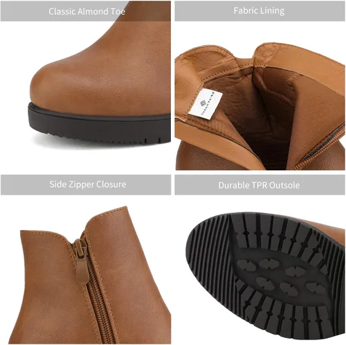 Vista 4 de DREAM PAIRS - Botines para mujer, de invierno y tacón bajo grueso