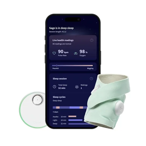 Vista 11 de Owlet Dream Sock Smart Baby Monitor, mejor sueño para el bebé y para ti Azul