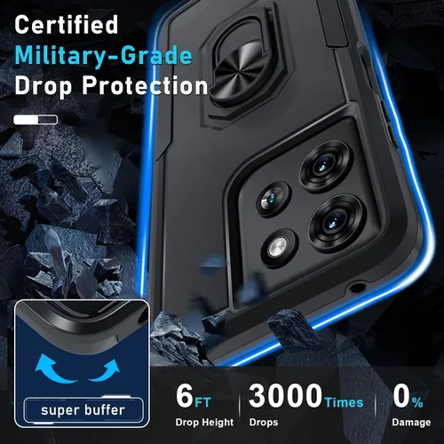 Vista 4 de Janmitta Funda para Motorola Moto G 2025/Moto G 2026 con protector de pantalla, resistente a prueba de golpes, cubierta protectora de cuerpo NEGRO