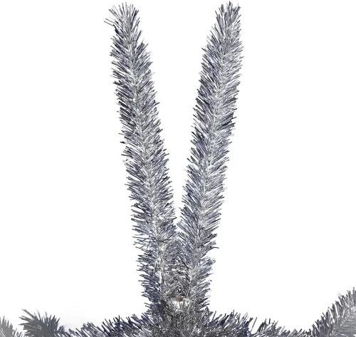 Vista 2 de Vickerman Árbol de Navidad artificial de aluminio vintage de 5 x 37 pulgadas con 72 ramas extraíbles de PVC, sin luz, cuenta con puntas de PVC