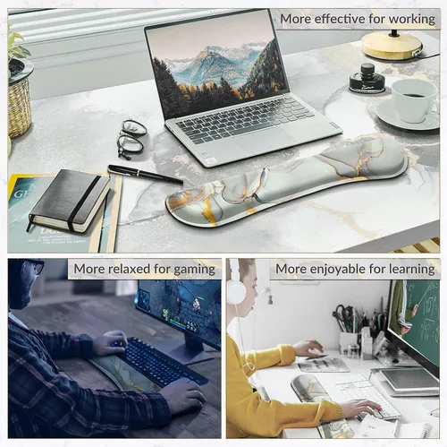 Vista 7 de Gimars Almohadilla de reposamuñecas extendida para teclado de 17.3 pulgadas con espuma viscoelástica firme 63D de alta densidad, base de goma Nube