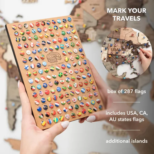 Vista 5 de Enjoy The Wood Mapa del Mundo de Madera 3D Arte de Pared Decoración de Pared Grande - Mapa de Viajes del Mundo - Idea de Regalo para Cualquier