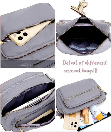 Vista 3 de DIHKLCIO Bolsos cruzados de nailon para mujer, monederos y bolsos de mano, bolsas de mensajero casuales para mujer, bolso cruzado negro impermeable