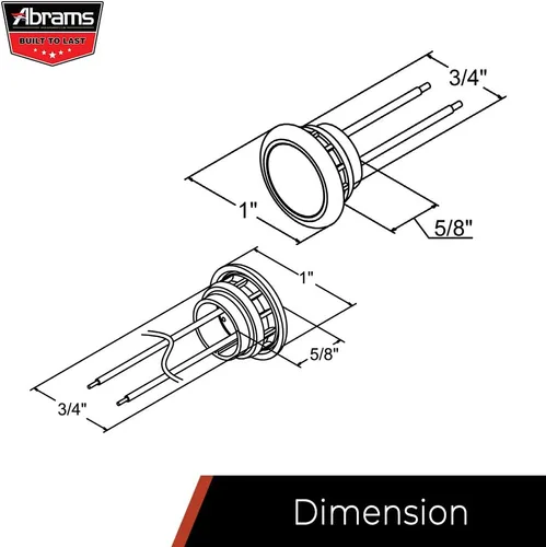 Vista 4 de Abrams Luces de remolque redondas de 3/4 pulgadas ámbar 1 LED [impermeables] Luz de marcador de bala para autobuses, caravanas, camiones y remolques