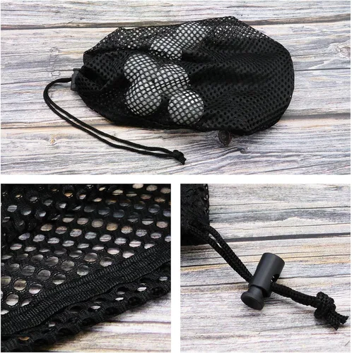 Vista 2 de SING F LTD Bolsa de almacenamiento para pelotas de golf, bolsa de malla de nailon para 48-56 pelotas - Cierre de cordón - Negro