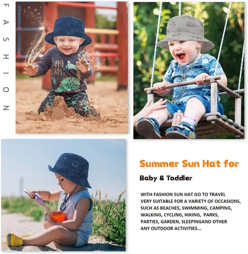 Vista 7 de Sombrero de sol para bebé, para verano, playa, protección solar UPF 50+, sombrero de ala ancha para niños pequeños