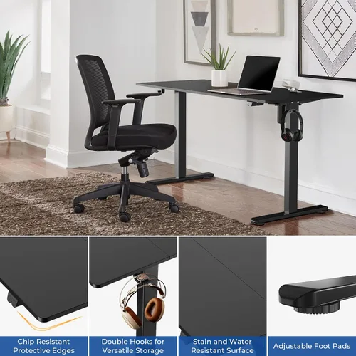 Vista 5 de Our Modern Space Escritorio eléctrico de pie de 40 pulgadas de altura ajustable – Mesa rectangular grande para la oficina en casa mejorada