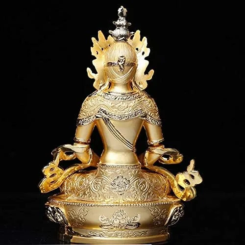 Vista 4 de Longevity/Amitayus 5 pulgadas Eficaz Tranic Oro Buda Aleación Metal Budista Proveedores Hogar Oficina Decorar Estatua Artesanía Regalo Novedad