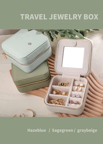 Vista 4 de S.Leaf Organizador de joyas de viaje para mujer, caja de viaje pequeña, caja de viaje portátil, estuche de joyería de viaje, organizador de joyas