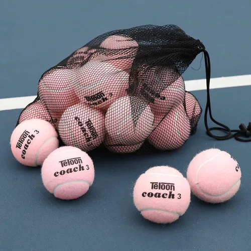 Vista 7 de Teloon Pelotas de tenis de entrenamiento de presión, bolsa de transporte de malla de 12 o 18 unidades, 4 colores disponibles, pelotas de tenis sin