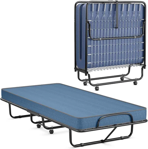 Vista 10 de KOMFOTT Cama plegable individual con colchón de 5 pulgadas, cama plegable con colchón de espuma viscoelástica, cama plegable portátil con marco