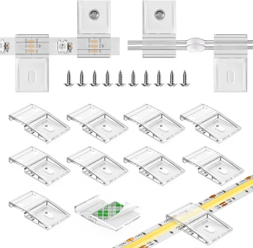 Vista 8 de Clips de tira de luz transparente, autoadhesivos con soporte de montaje de tornillos, paquete de 20 clips de fijación LED resistentes para tiras