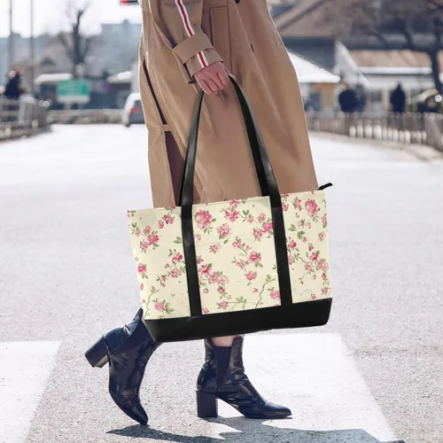 Vista 6 de KLL Flowers classy bag with laptop with zipper totes Large Handbag for nurse work with maletin ejecutivo para mujer