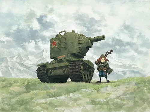Vista 2 de Meng WWT-004 Modelo - Tanque Pesado Soviético Kv-2 Guerra Mundial Toons