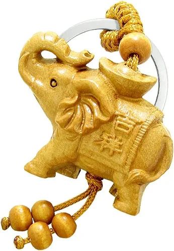 Vista 3 de Magic Human Regalos de elefante para mujer, llavero de Feng Shui de la suerte, amuleto de poder de protección, dijes de madera para sandalias