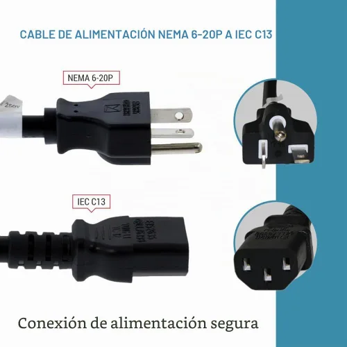 Vista 4 de CablesAndKits Cable de alimentación de CA resistente de 3 pies, 14 AWG NEMA 6-20P a C13