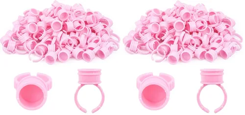 Vista 12 de G2PLUS Soportes de pegamento para pestañas postizas, 100 PCS bandejas desechables para pestañas, paleta de pegamento de plástico rosa