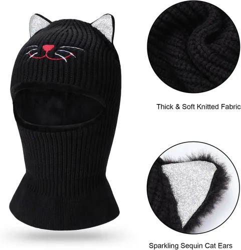 Vista 4 de Bbaby - Conjunto de bufanda y gorro de invierno para niños pequeños, bufandas con capucha y forro polar cálido