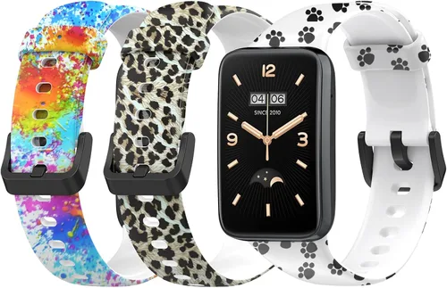 Vista 14 de Lijinlan Bandas de repuesto compatibles con Xiaomi Mi Band 7 Pro Strap mujeres hombres, impresión colorida linda piel floral suave flexible silicona
