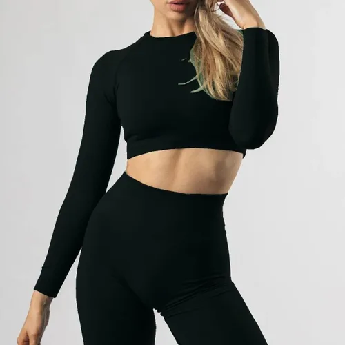 Vista 5 de Manon Rosa - Conjuntos de entrenamiento para mujer 2 piezas ropa de yoga fitness ejercicio ropa deportiva leggings camiseta corta para gimnasio