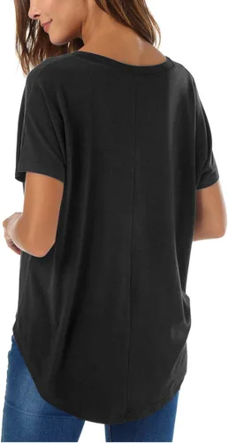 Vista 3 de Herou Camiseta Casual de Verano de Manga Corta Estilo Alto-Bajo Holgada Camisetas Básicas para Mujeres
