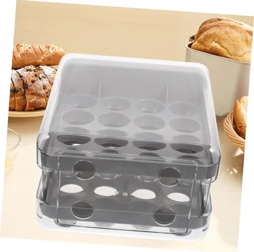 Vista 5 de Caja de almacenamiento para huevos estilo cajón de huevos 32 compartimentos reutilizable almacenamiento de cocina