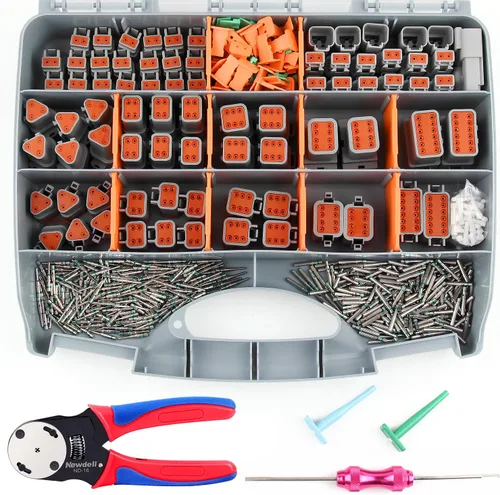 Vista 12 de Newdeli Deutsch - Kit de conectores de 12 pines, impermeable, conector eléctrico de 16 AWG macho y hembra, conectores de cable automotriz