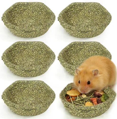 Vista 16 de BNOSDM 12 unidades de hámster comestible de Timothy Heno masticable Premium Timothy Bowl Conejo golosinas para masticar dientes Chinchilla Masticar