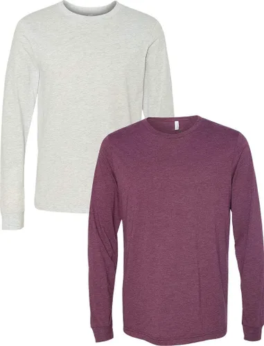 Vista 50 de Canvas Filmore 3501 - Camiseta de 4.2 onzas para hombre manga larga (1) Ceniza + (1) Jaspeado atlético