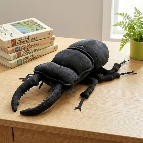 Vista 7 de Animal de peluche realista de escarabajo ciervo negro