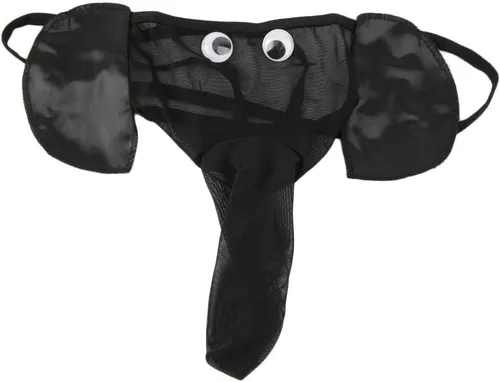 Vista 2 de QINGD's - Lencería para hombre, tanga, espalda en T, ropa interior con estampado de elefante, parte inferior