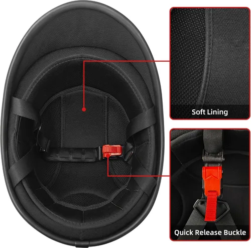 Vista 6 de Medio casco para motocicleta, aprobado por DOT, vintage, cara abierta, unisex, para adultos, para motocicleta, scooter, ciclomotor, Street Cruiser