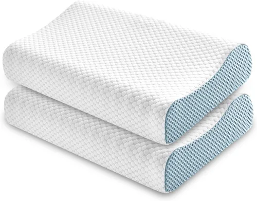 Vista 5 de Almohada cervical ergonómica de espuma viscoelástica de contorno, almohada ortopédica de apoyo para el cuello para aliviar el dolor de cuello, funda